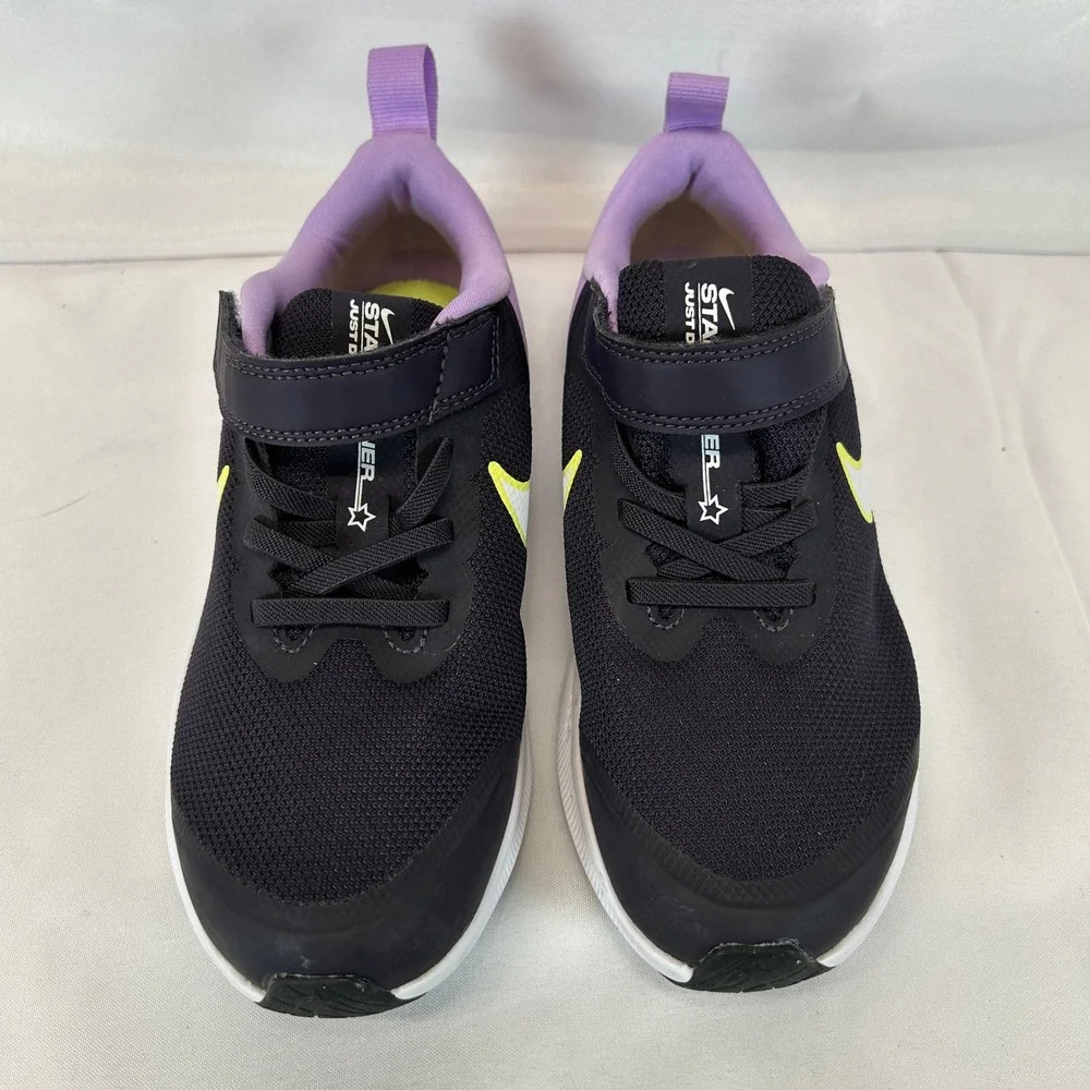 Nike Star Runner 3 Kids Size 2Y Black Purple Lemon Venom DA2777-500 Sneaker